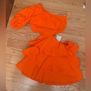 Vibrant Orange One-Shoulder Dress